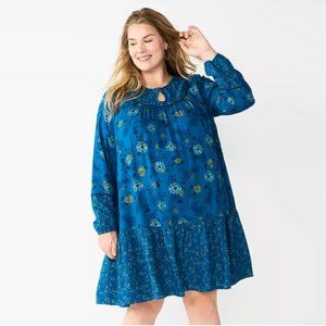 Plus Size Sonoma Printed Long Sleeve Dress 3X